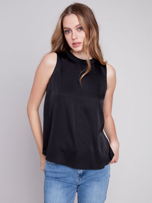 Charlie B Spring/Summer 2024-C4530-767B-Sleeveless Top-Black - The Coach Pyramids