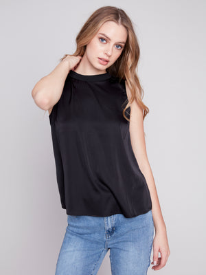 Charlie B Spring/Summer 2024-C4530-767B-Sleeveless Top-Black - The Coach Pyramids