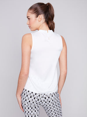 Charlie B Spring/Summer 2024-C4530-767B-Sleeveless Top-White - The Coach Pyramids