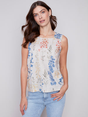 Charlie B  Spring/Summer 2024-C4544-872B-Linen Top-Garden - The Coach Pyramids