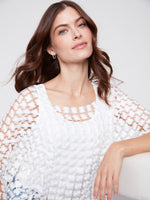 Charlie B Spring/Summer 2024-C4545-883B-Flower Embroidery Blouse-White - The Coach Pyramids