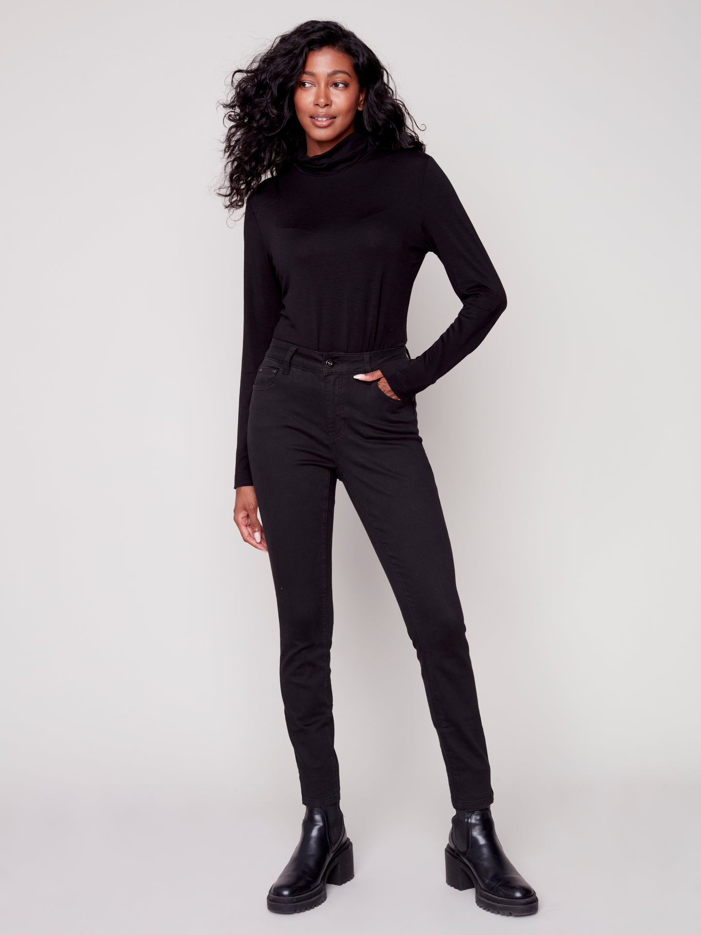 Charlie B Fall 2023-C5233S-618A-Twill  Pant-Black - The Coach Pyramids