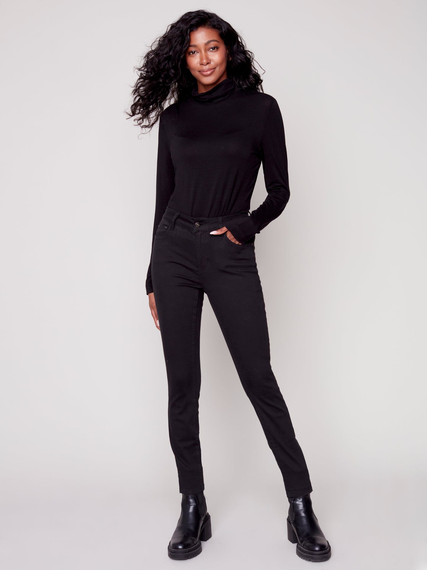 Charlie B Fall 2023-C5233S-618A-Twill  Pant-Black - The Coach Pyramids