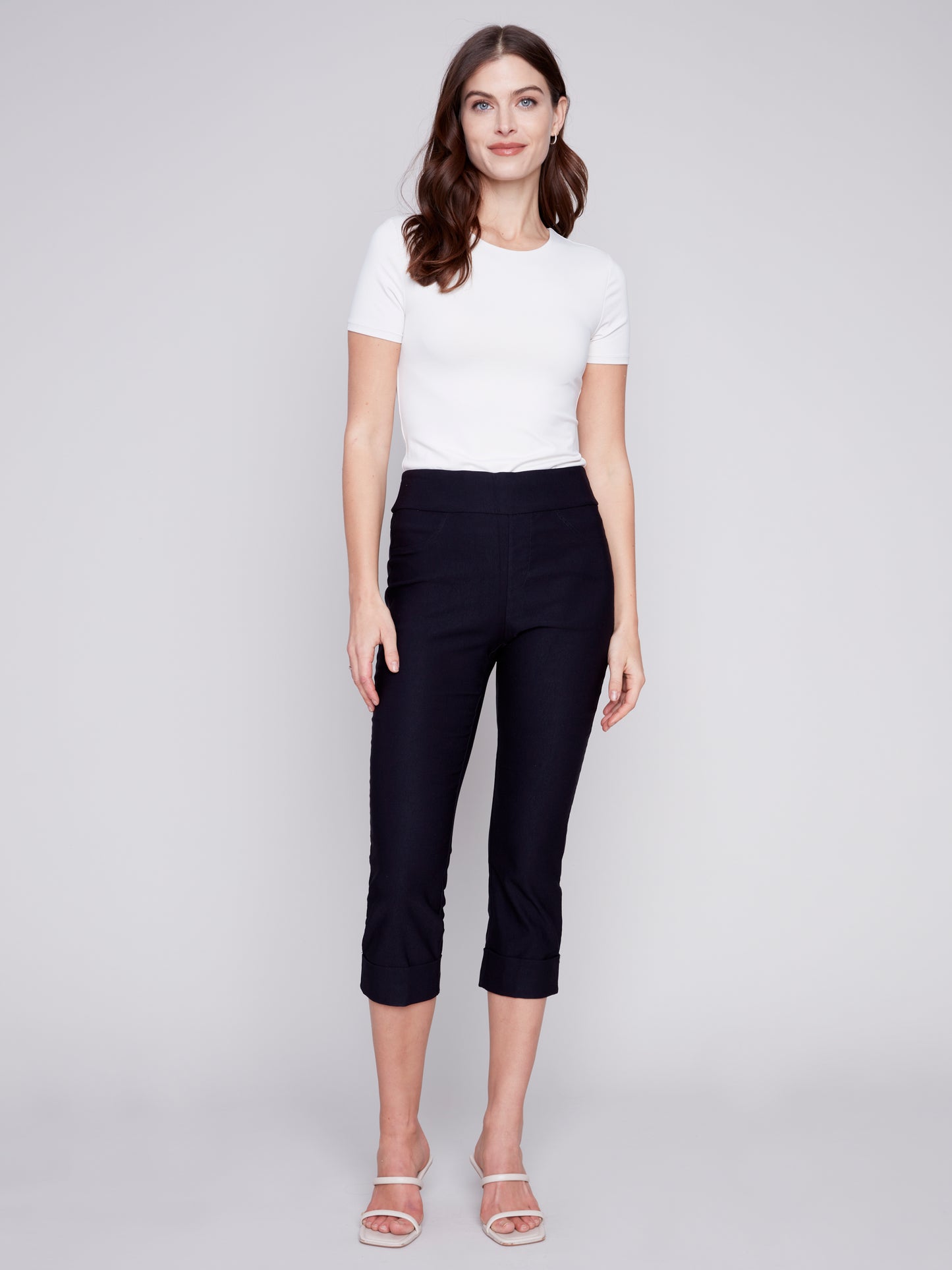 Charlie B Spring/Summer 2024-C5259XR-560A-Pants W/Cuffs-Black - The Coach Pyramids