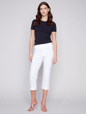 Charlie B Spring/Summer 2024-C5259XR-560A-Pants W/Cuffs-White - The Coach Pyramids