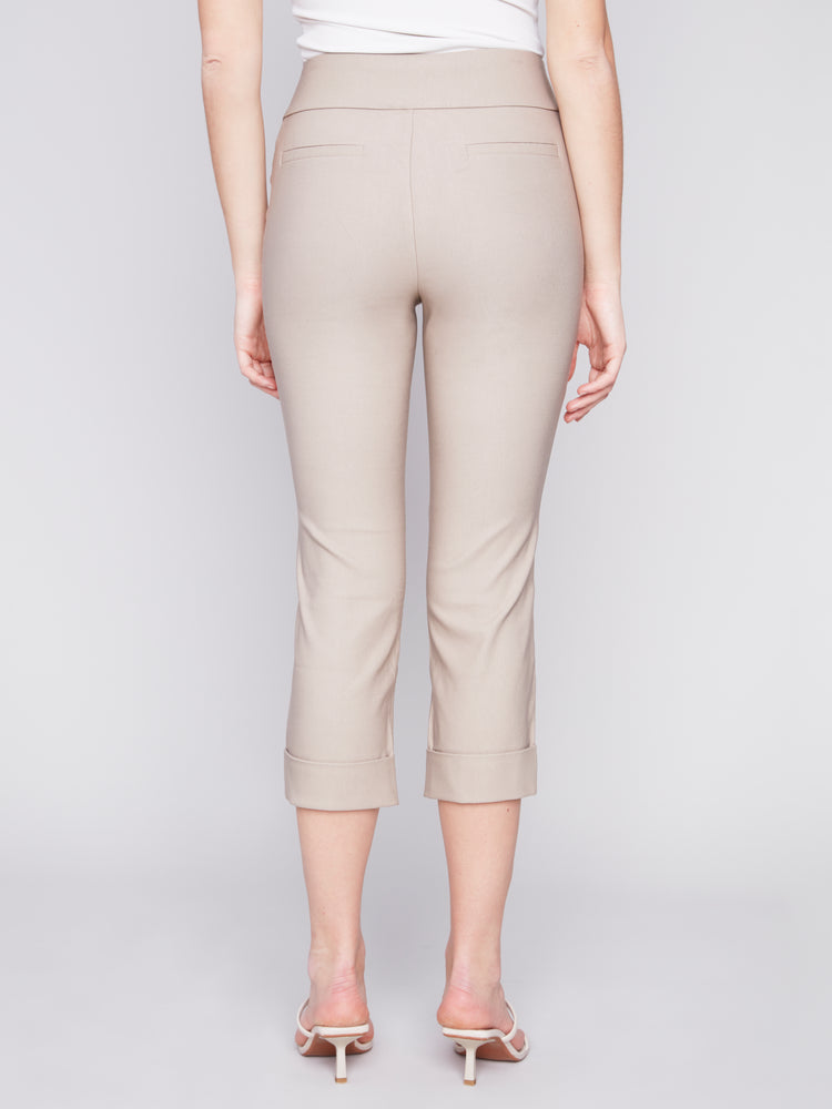 Charlie B Spring/Summer 2024-C5259XR-560A-Pants W/Cuffs-Greige - The Coach Pyramids