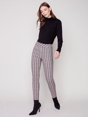 Charlie B Fall 2023-C5292-748B- Plaid Pant-Ruby - The Coach Pyramids