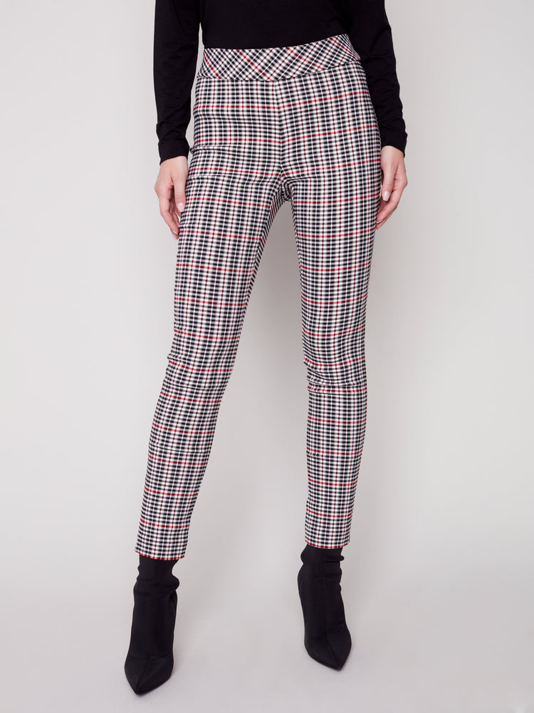 Charlie B Fall 2023-C5292-748B- Plaid Pant-Ruby - The Coach Pyramids