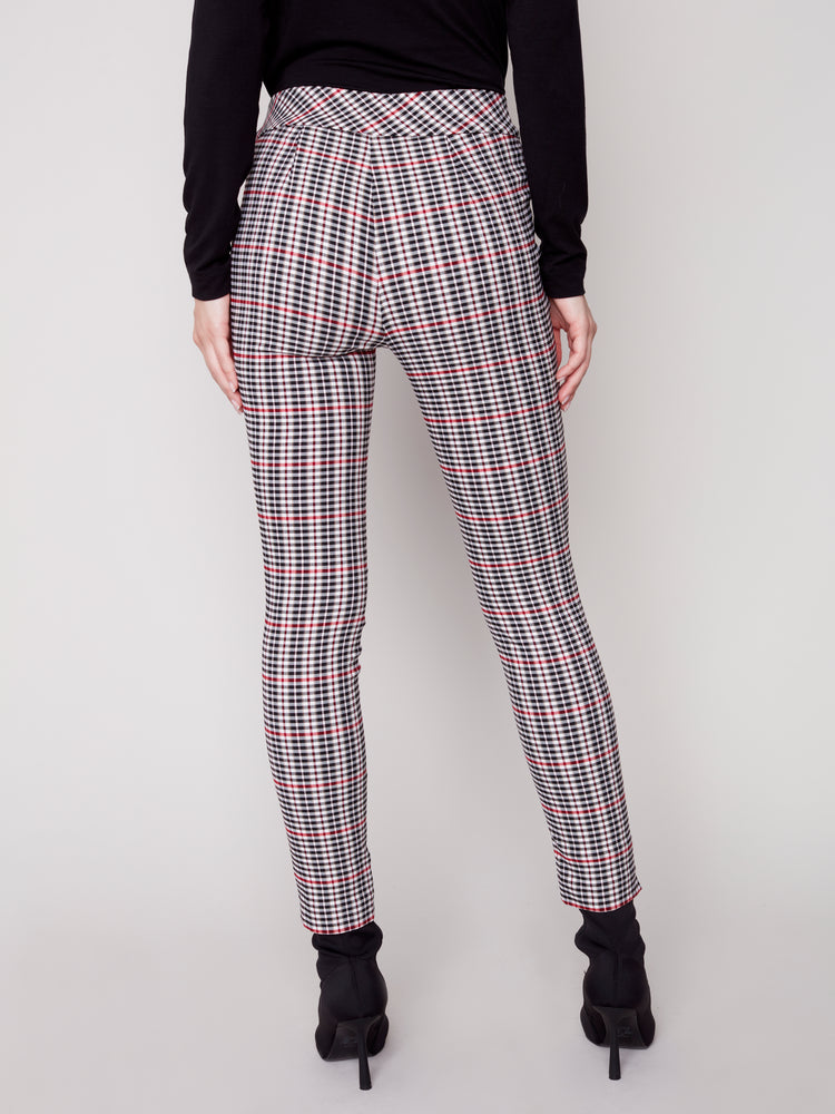 Charlie B Fall 2023-C5292-748B- Plaid Pant-Ruby - The Coach Pyramids