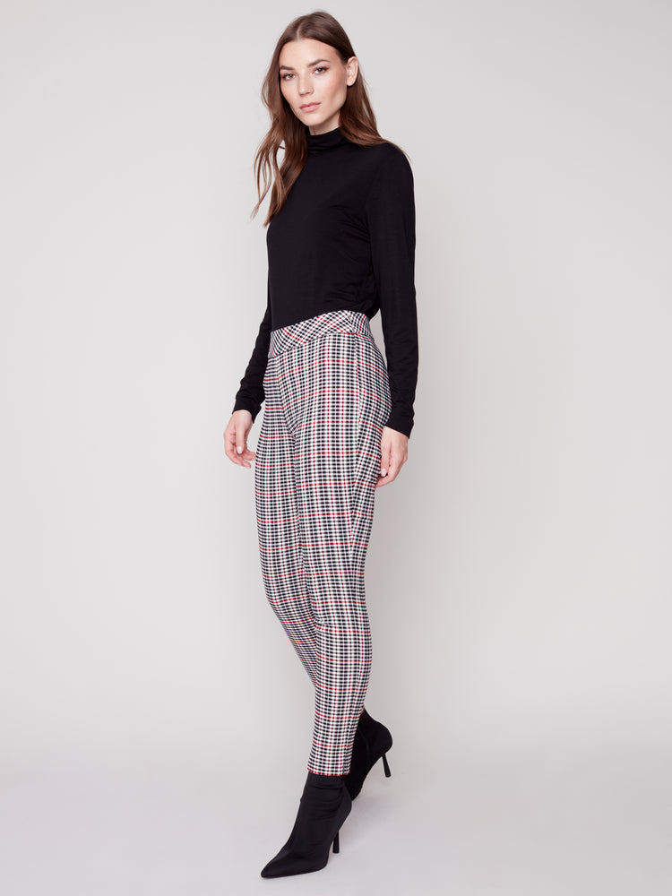 Charlie B Fall 2023-C5292-748B- Plaid Pant-Ruby - The Coach Pyramids