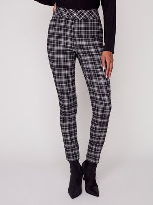 Charlie B Fall 2023-C5292-749B- Plaid Pant-Black/White - The Coach Pyramids