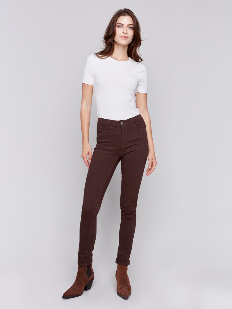 Charlie B Fall 2024-C5309X-212-Cuff Hem Pant-Mocha