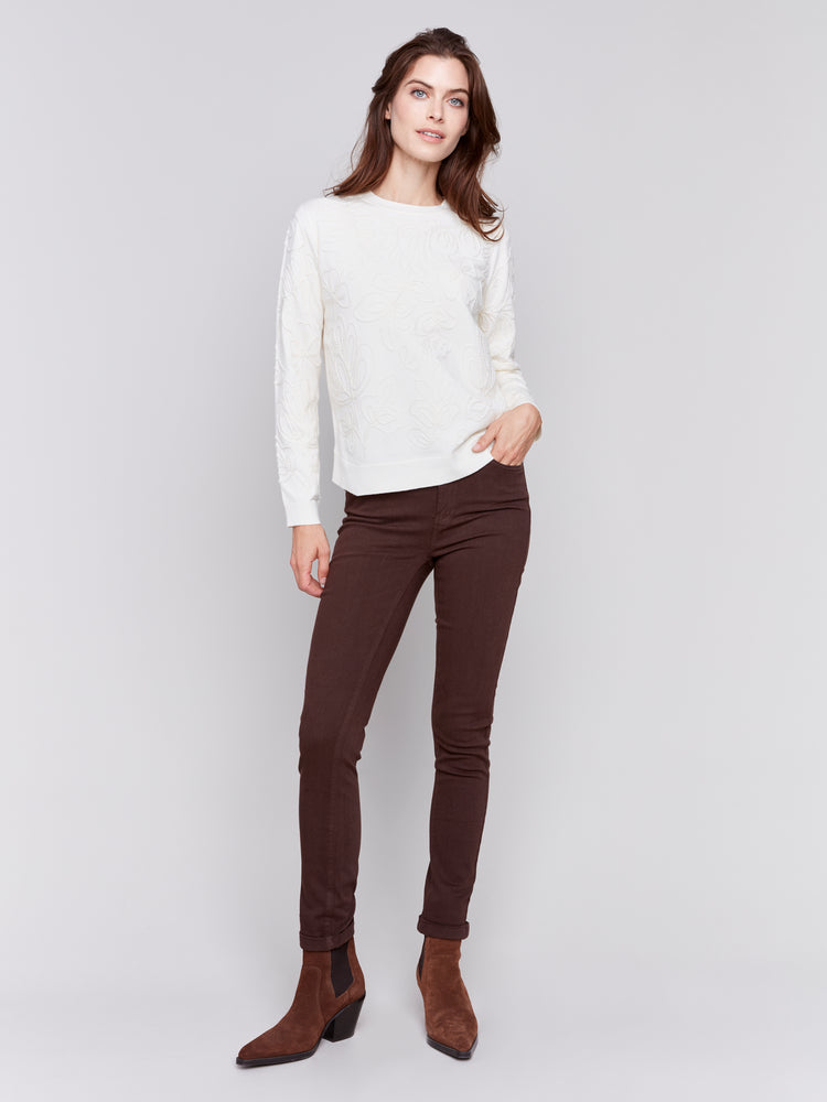 Charlie B Fall 2024-C5309X-212-Cuff Hem Pant-Mocha