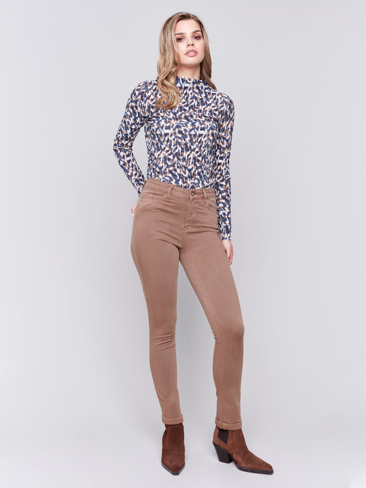 Charlie B Fall 2024-C5309X-610-Cuff Hem Pant-Truffle