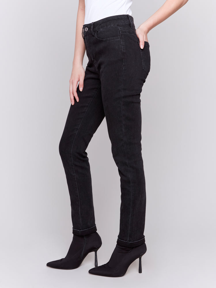 Charlie B Fall 2024-C5309X-038-Cuff Hem Pant-Charcoal