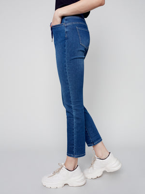 Charlie B Fall 2023-C5347S-293B-Denim Jogger Pant-Indigo - The Coach Pyramids