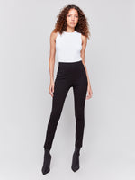 Charlie B Fall 2024-C5356R-001-Pull On Pant W/Slit Detail-Black