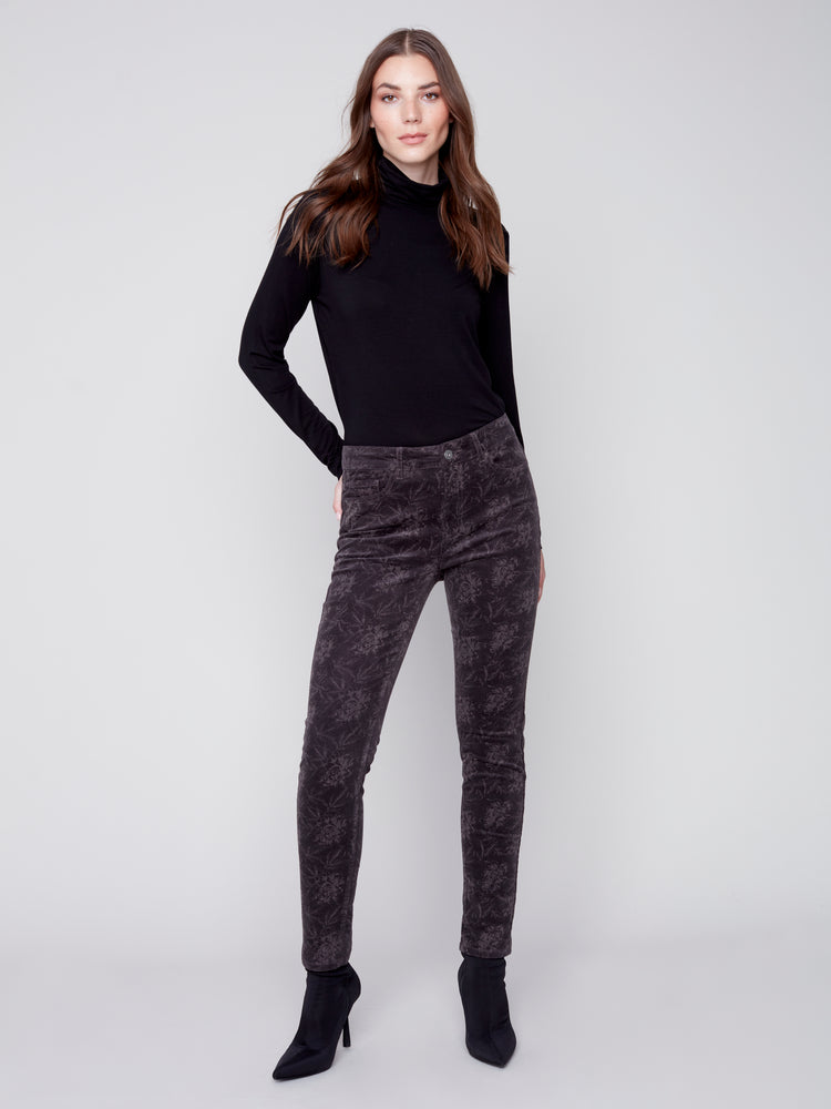 Charlie B Fall 2023-C5370P-729B-Corduroy Pant-Grey - The Coach Pyramids