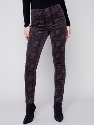 Charlie B Fall 2023-C5370P-729B-Corduroy Pant-Grey - The Coach Pyramids