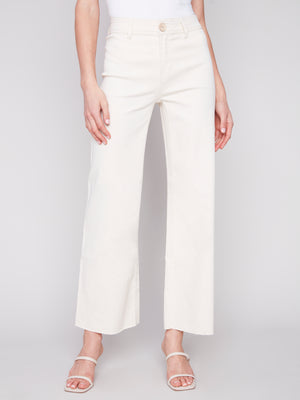 Charlie B Spring/Summer 2024-C5400R-677B-Wide Leg Pant-Natural - The Coach Pyramids