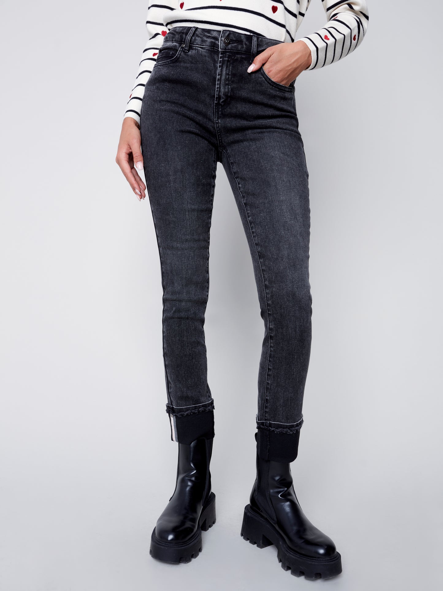 Charlie B Fall 2023-C5428-551A-Denim Pant-Charcoal - The Coach Pyramids