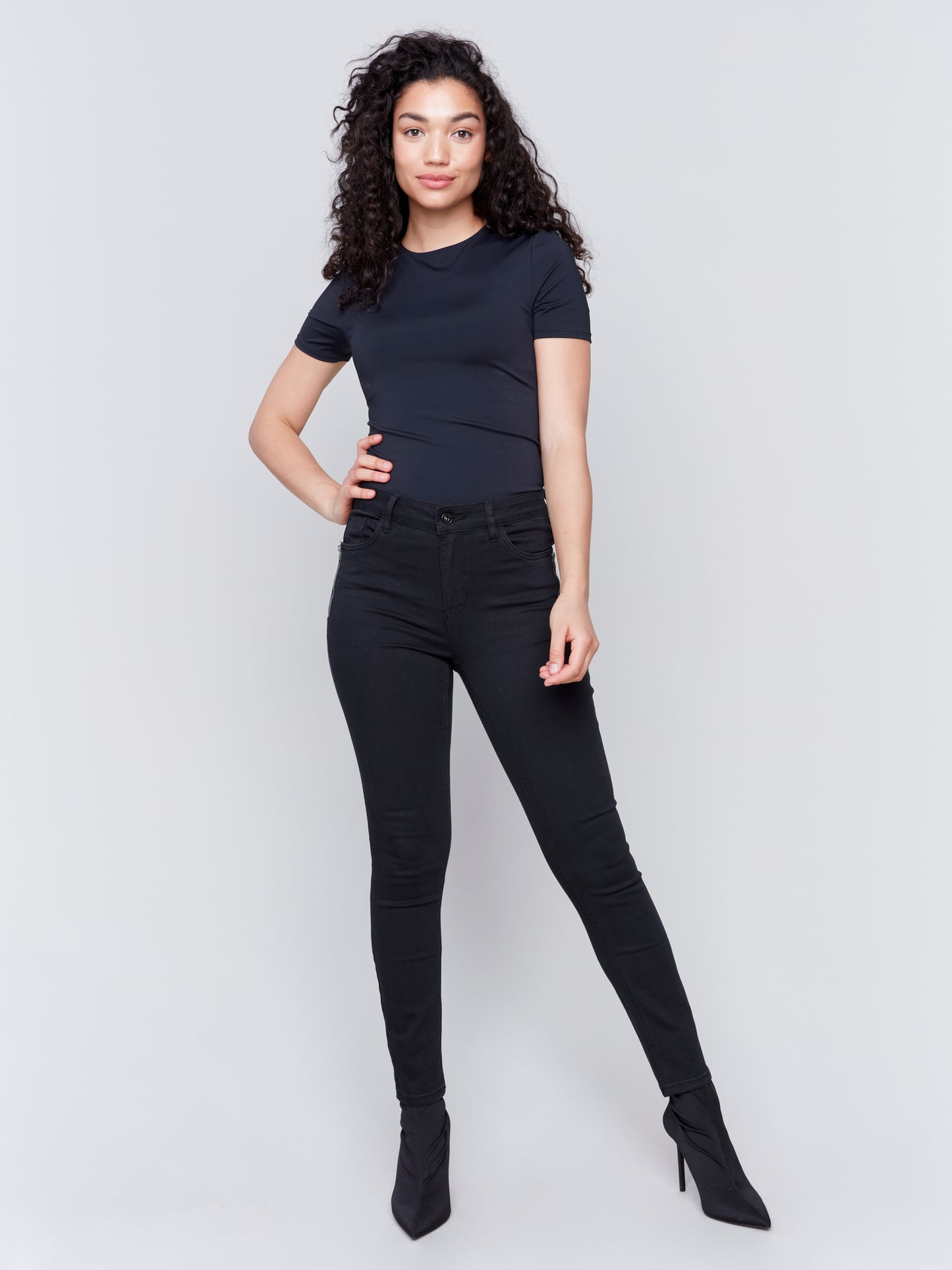 Charlie B Fall 2024-C5430R-001-Stretch Denim 5 Pocket Pant-Black - The Coach Pyramids
