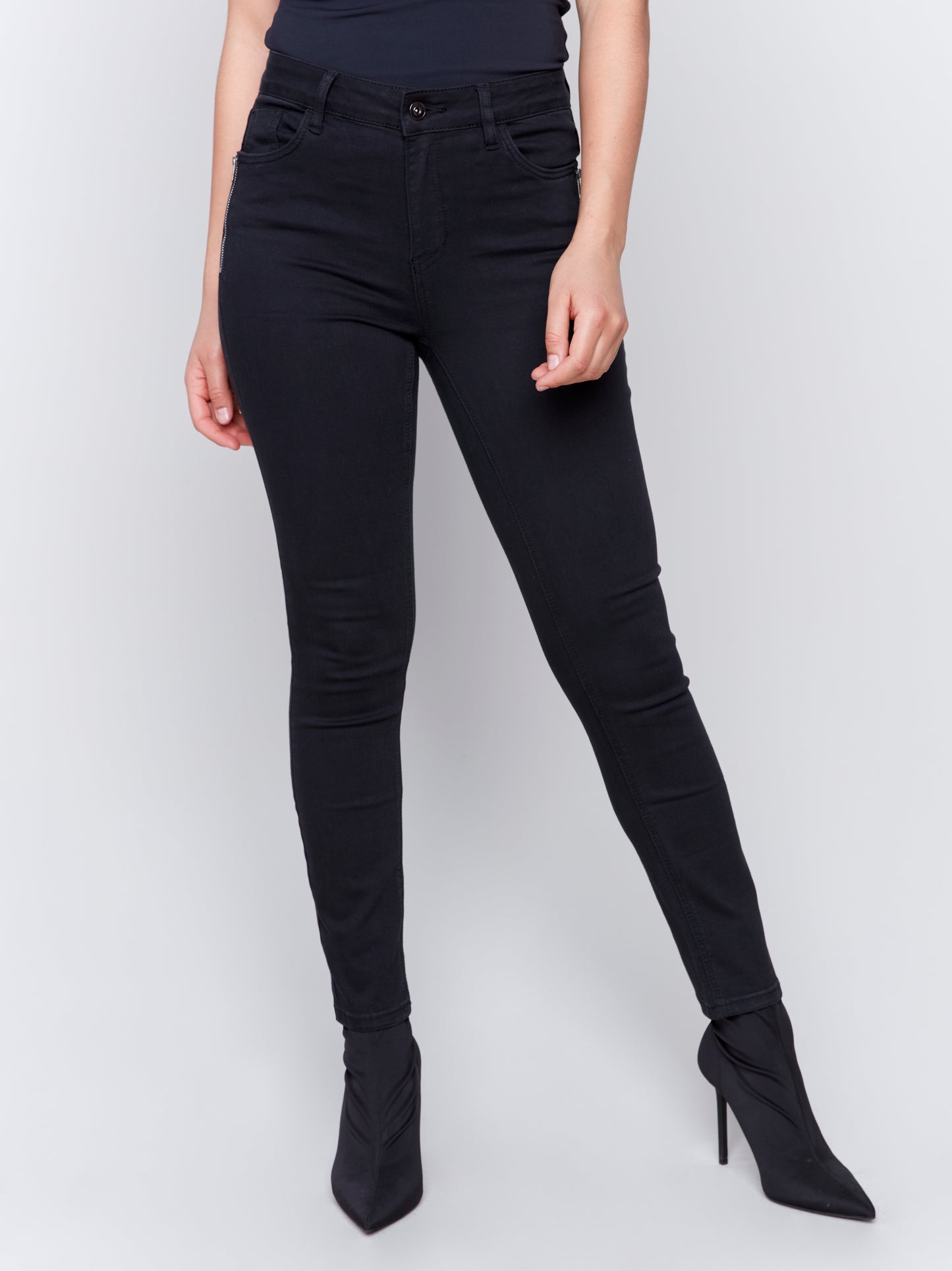 Charlie B Fall 2024-C5430R-001-Stretch Denim 5 Pocket Pant-Black - The Coach Pyramids