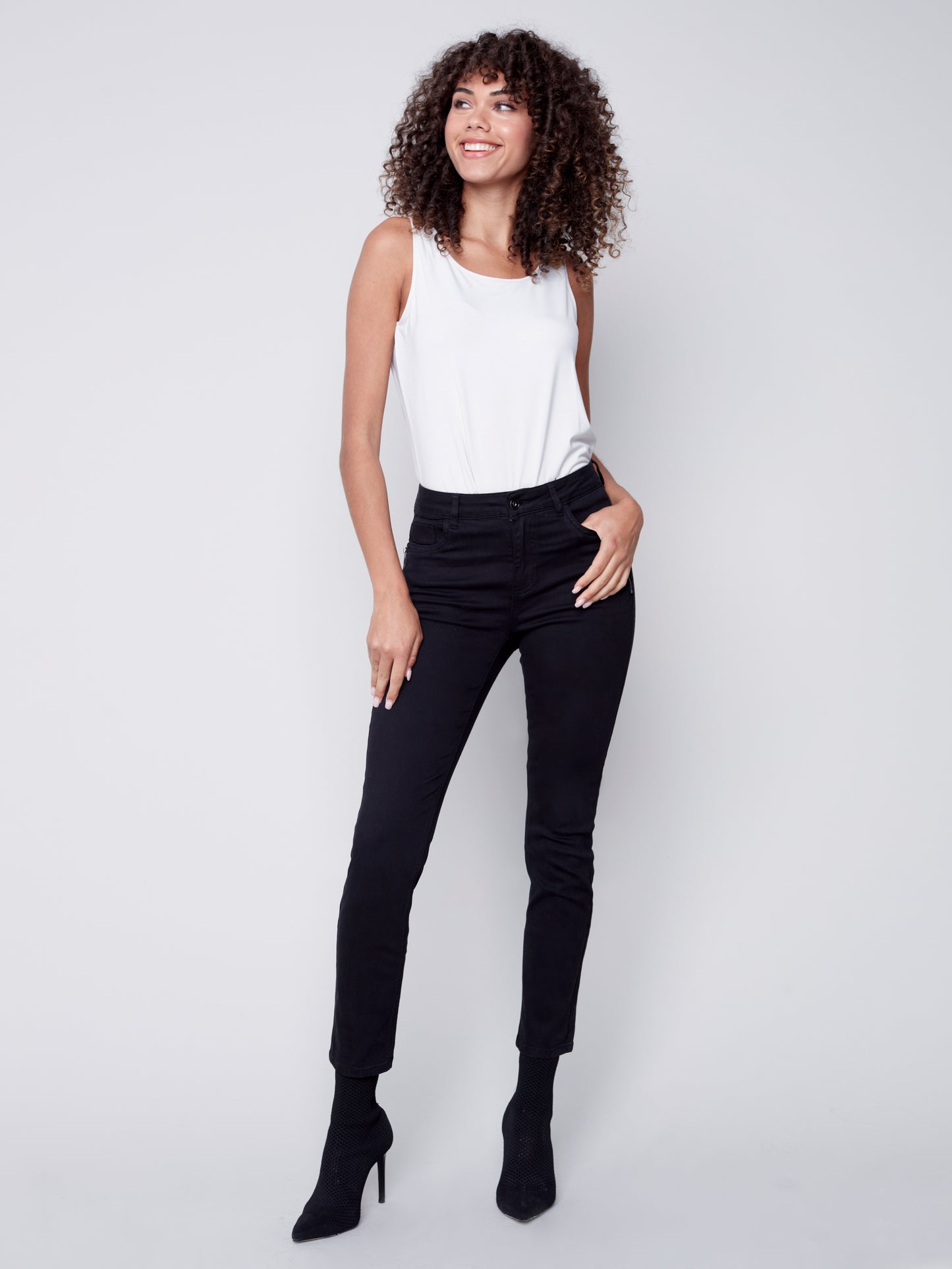 Charlie B Fall 2023-C5430-618A-Twill Pant-Black - The Coach Pyramids