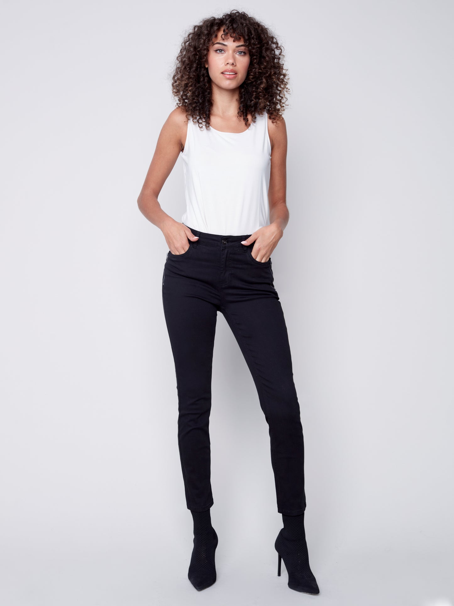 Charlie B Fall 2023-C5430-618A-Twill Pant-Black - The Coach Pyramids