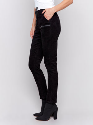 Charlie B Fall 2024-C5438R-001-Corduroy Jogger Pant-Black