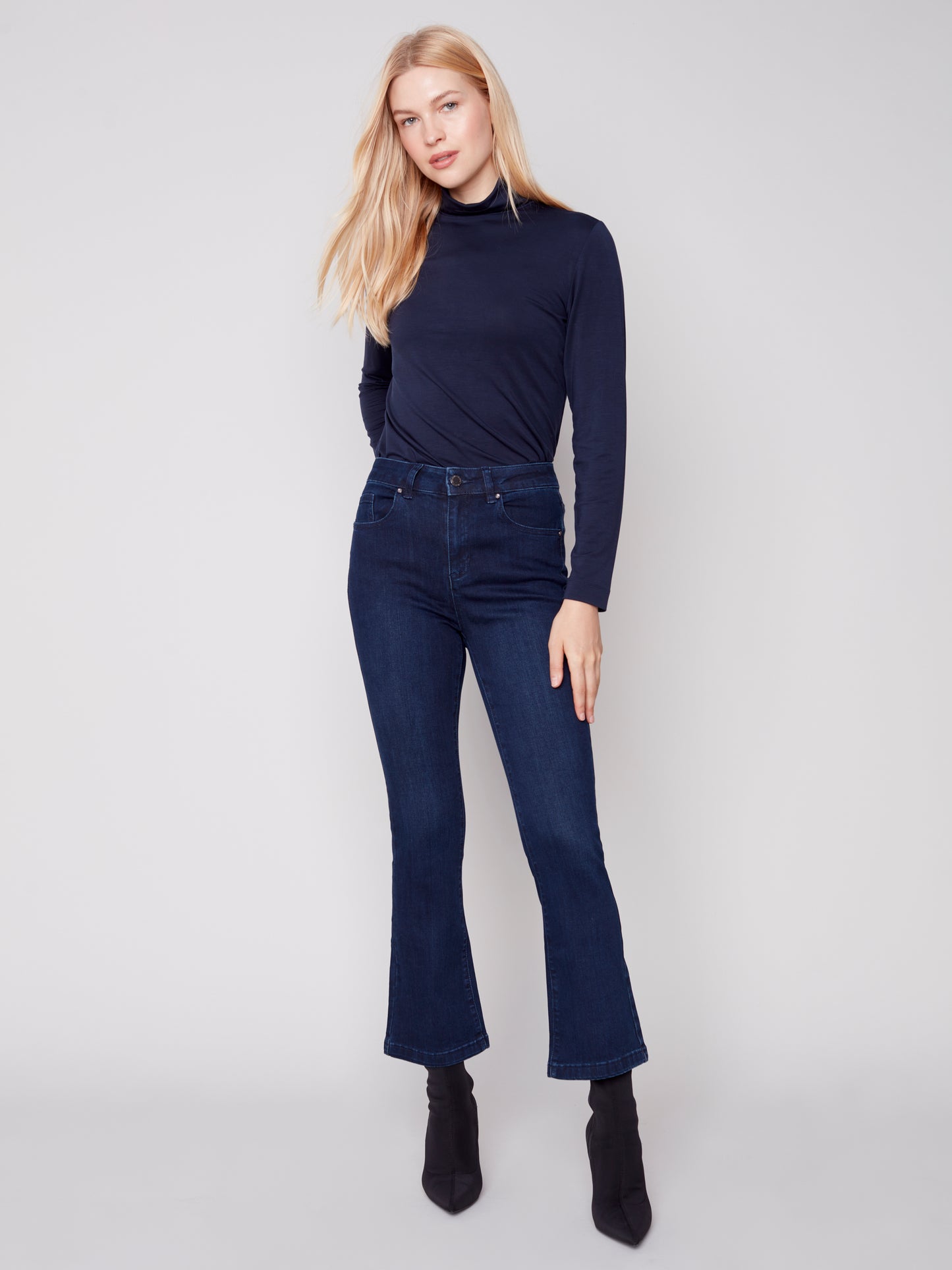 Charlie B Fall 2023-C5443-431A-Stretch Denim Pant-Blue/Black - The Coach Pyramids