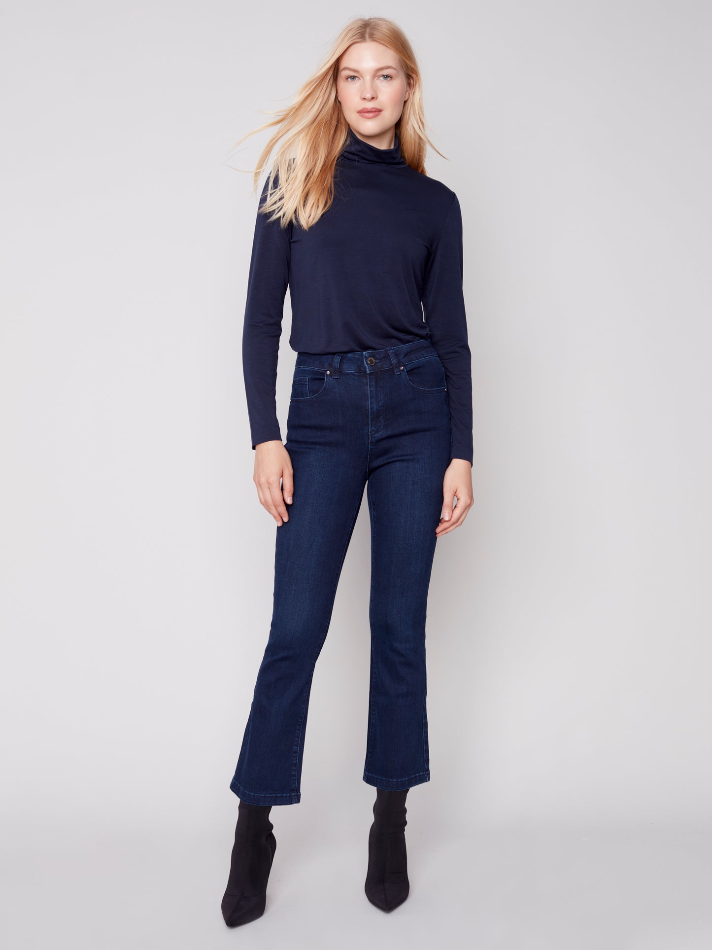 Charlie B Fall 2023-C5443-431A-Stretch Denim Pant-Blue/Black - The Coach Pyramids