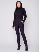 Charlie B Fall 2023-C5445-560A-Pull On Pant-Navy - The Coach Pyramids