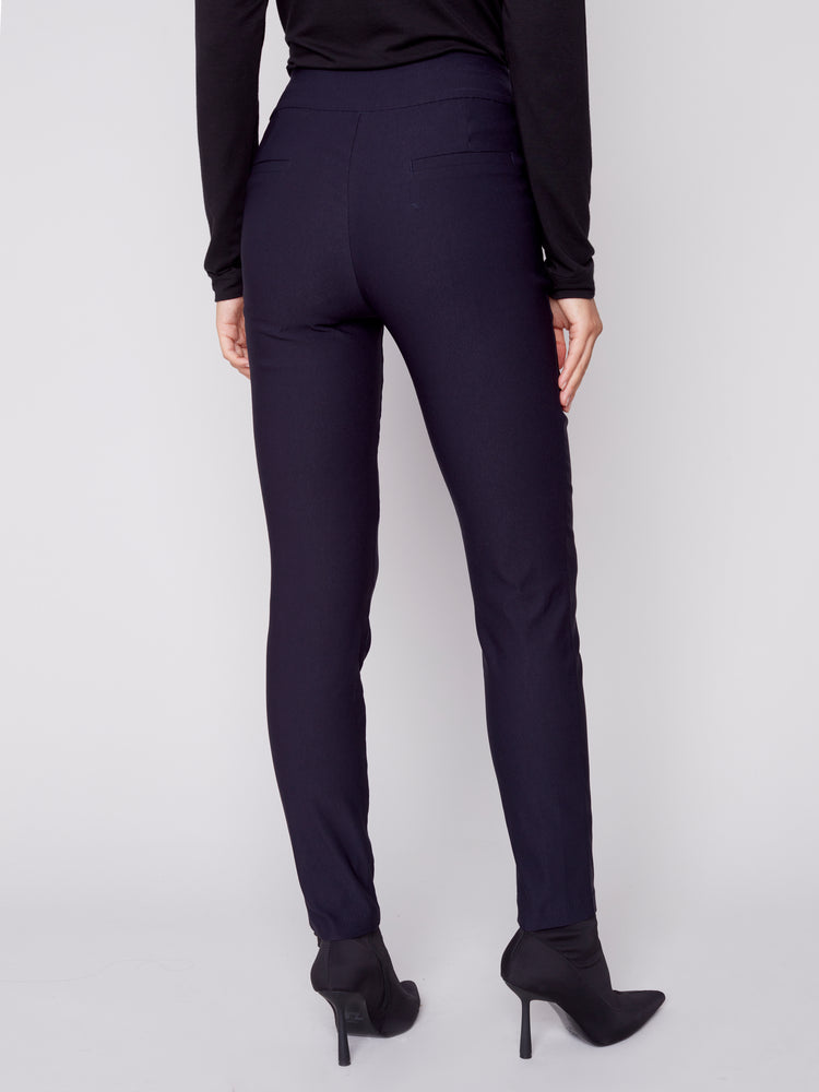 Charlie B Fall 2023-C5445-560A-Pull On Pant-Navy - The Coach Pyramids