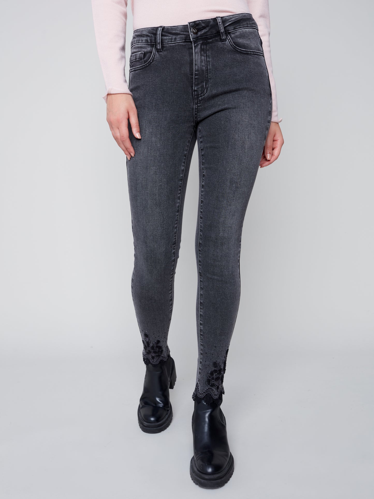 Charlie B Fall 2023-C5458-551A-Denim Pant-Charcoal - The Coach Pyramids