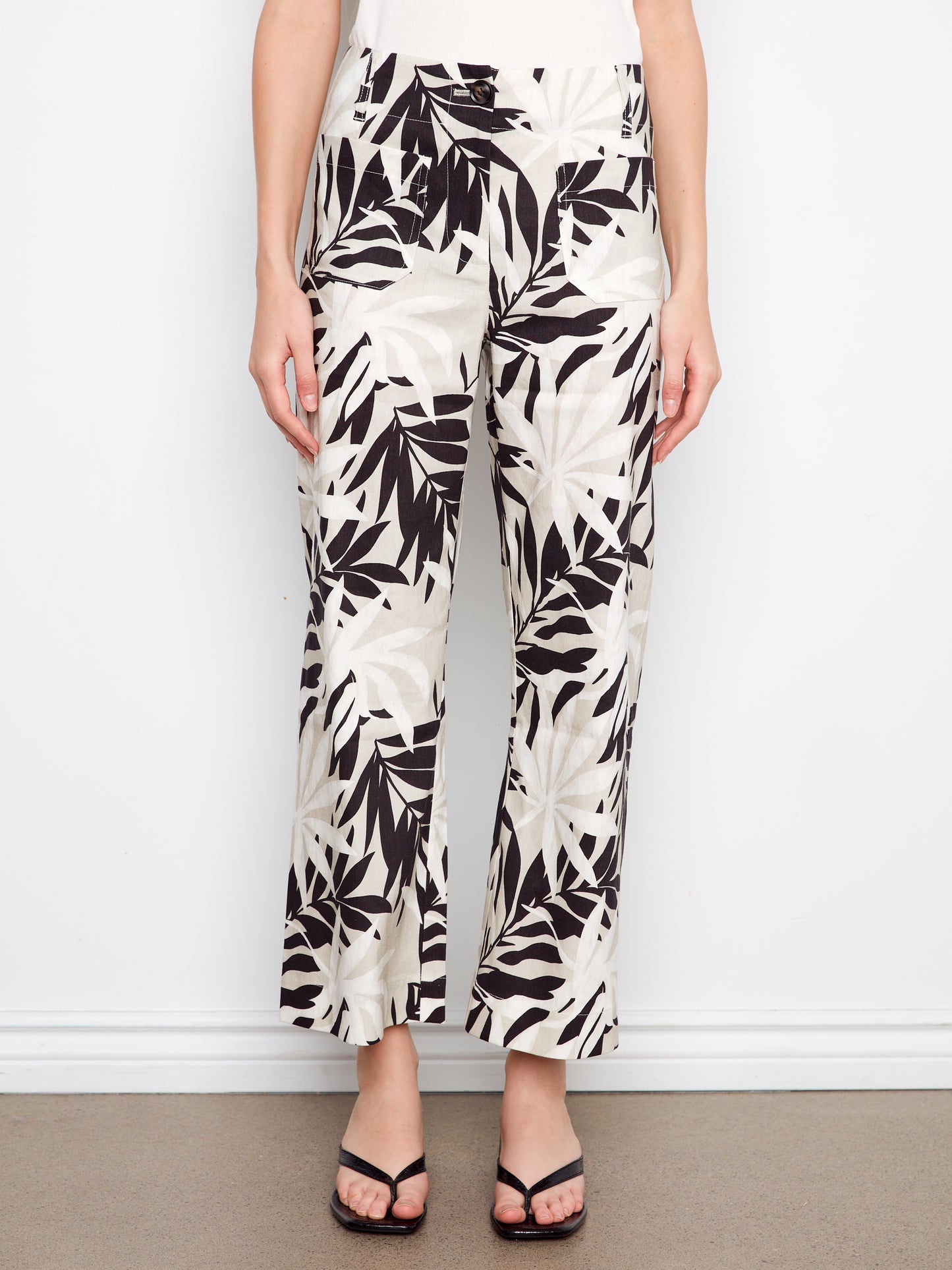 Charlie B-C5462RPR-P181-Printed Wide Leg Pant W/Patch Pockets-Leaflet - The Coach Pyramids