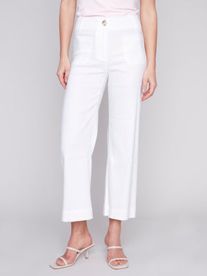 Charlie B  Spring/Summer 2024-C5462-771B-Cropped Pant-White - The Coach Pyramids