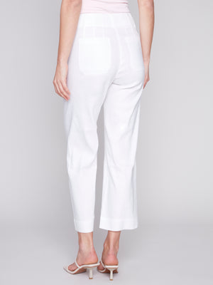 Charlie B  Spring/Summer 2024-C5462-771B-Cropped Pant-White - The Coach Pyramids