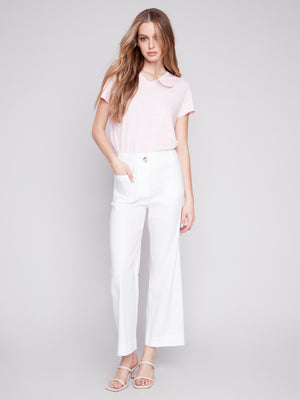 Charlie B  Spring/Summer 2024-C5462-771B-Cropped Pant-White - The Coach Pyramids