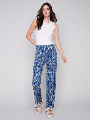 Charlie B Spring/Summer 2024-C5483-818B-Wide Leg Pant-Indigo - The Coach Pyramids