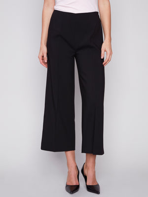 Charlie B Spring/Summer 2024 -C5494-838B-Pant With Side Zipper-Black - The Coach Pyramids