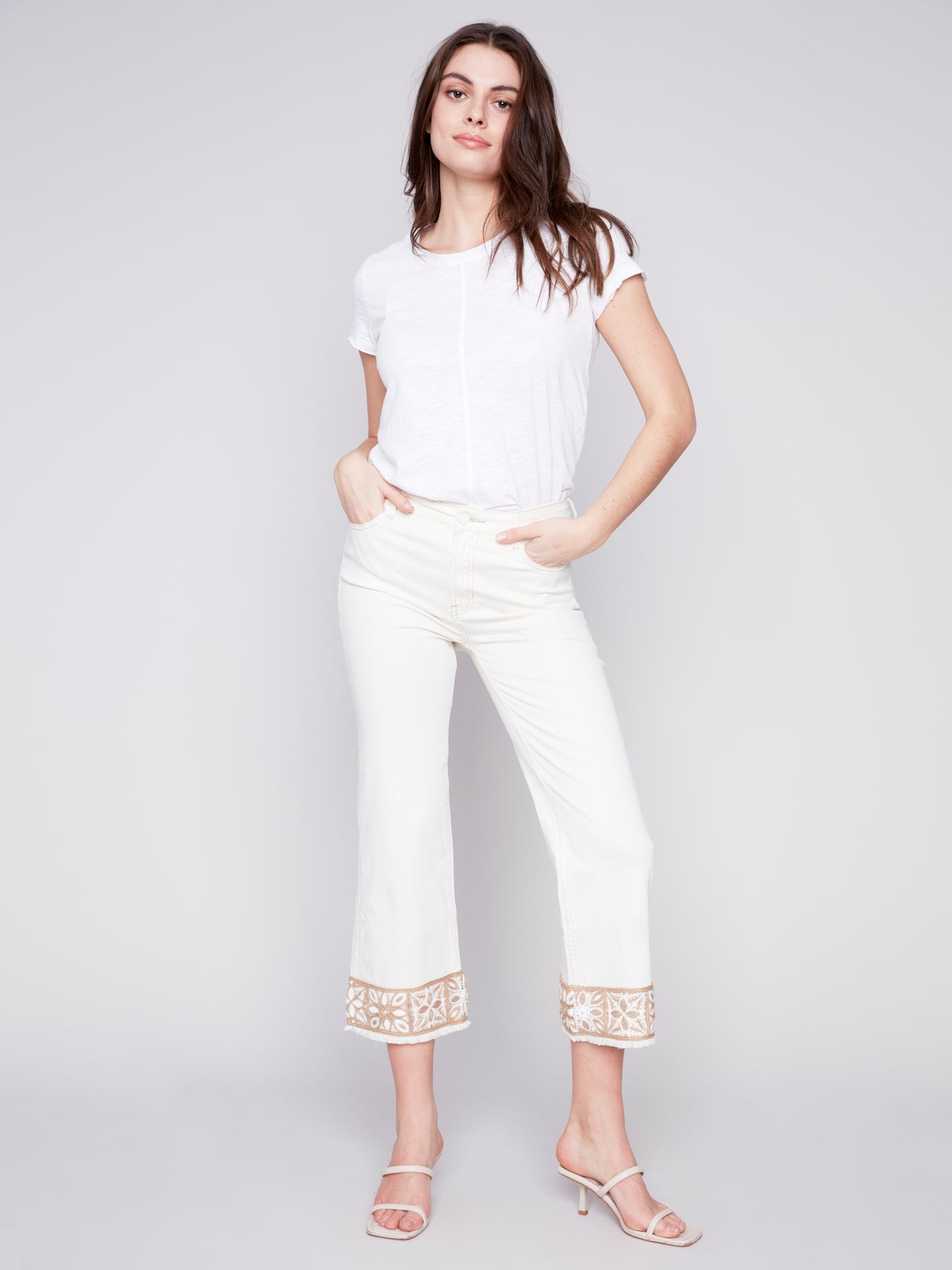 Charlie B Spring/Summer 2024-C5496-618A-Denim Pant-Natural - The Coach Pyramids