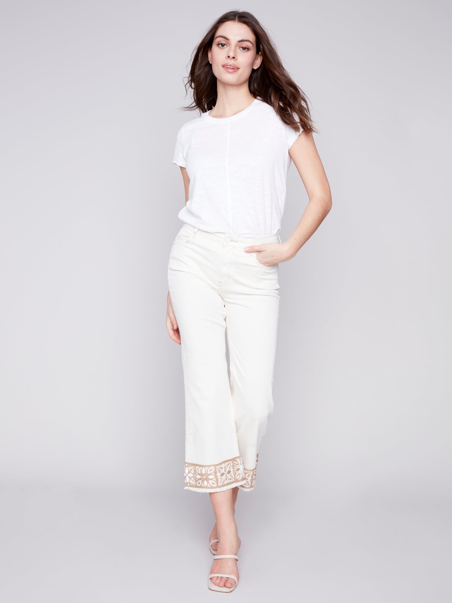 Charlie B Spring/Summer 2024-C5496-618A-Denim Pant-Natural - The Coach Pyramids