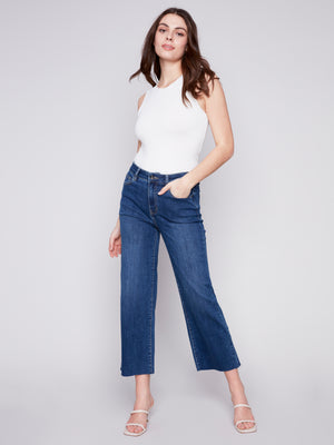 Charlie B Spring/Summer 2024-C5497-431A-Wide Leg Pant-Indigo - The Coach Pyramids