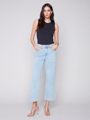 Charlie B Spring/Summer 2024-C5497-431A-Wide Leg Pant-Bleach Blue - The Coach Pyramids