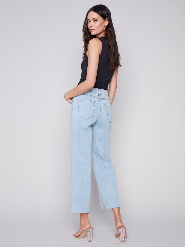 Charlie B Spring/Summer 2024-C5497-431A-Wide Leg Pant-Bleach Blue - The Coach Pyramids