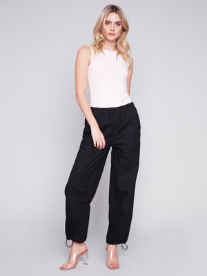 Charlie B Spring/Summer 2024-C5498-841B-Parachute Pant-Black - The Coach Pyramids