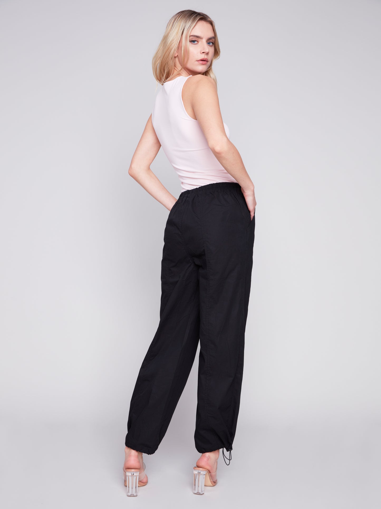 Charlie B Spring/Summer 2024-C5498-841B-Parachute Pant-Black - The Coach Pyramids