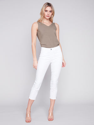 Charlie B Spring/Summer 2024-C5516-618A-Denim Pant-White - The Coach Pyramids