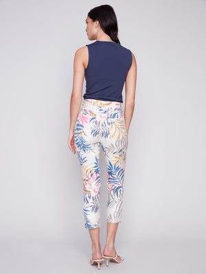 Charlie B Spring/Summer 2024-C5516-900B-Printed Denim Pant-Leaf - The Coach Pyramids